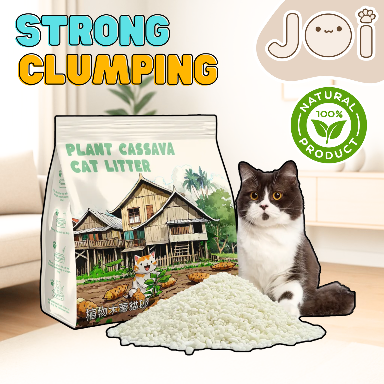 Joi Pet Unscented Cassava Cat Litter (2kg)